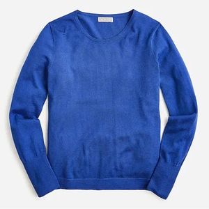 NWOT JCrew Halle Crewneck lightweight “regal blue” merino wool sweater (Sz L)